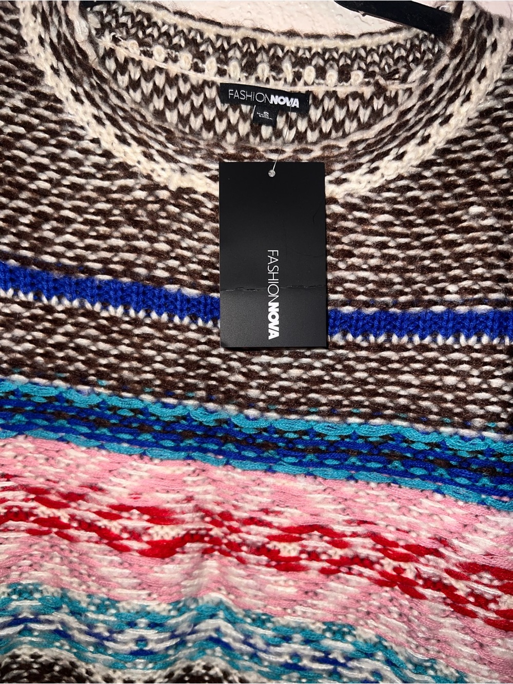 NWT Fashion Nova Multicolor Striped Crewneck Sweater - Picture 4 of 4